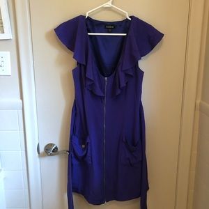 BEBE Royal Purple Zip-Up Silk Dress